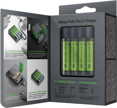 Produktbild GP Batteries Battery Charger Charge Anyway (1 Stk., AAA, AA, 2600 mAh, Ladegerät inkl. Akku)