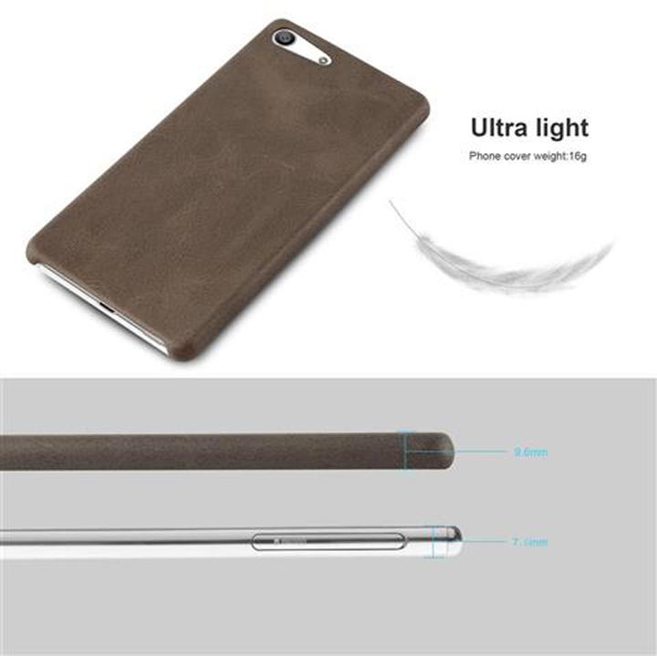 Actual product image Cadorabo Hard cover faux leather with texture (Sony Xperia M5)