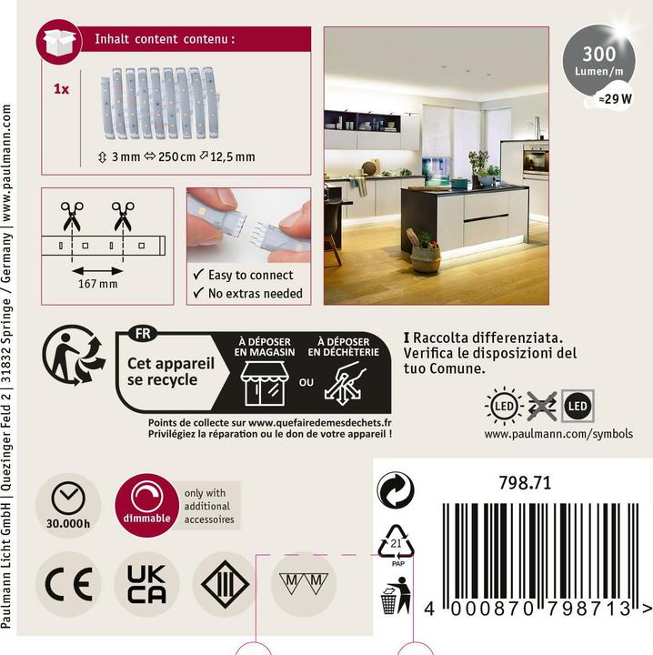 Actual product image Paulmann MaxLED 250 Stripe (Warm white, 250 cm, Indoor)