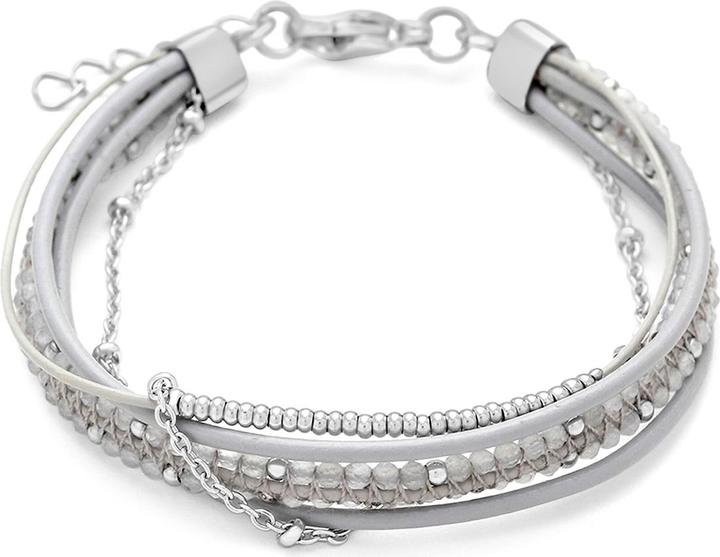 Image du produit Leyda Bracelet en cuir avec pierres précieuses et acier inoxydable (19.50 cm, Pierres, Cuir, Acier inoxydable)