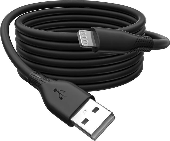 Produktbild Digitus Lightning Silikon Anschlusskabel, USB-A - Lightning 0,5m, schwarz (0.50 m, USB 2.0)