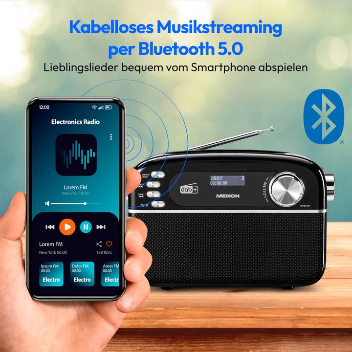Image du produit Medion DAB+ Radio LIFE E66809 Noir (DAB+ DAB, FM, VHF, PLL, Bluetooth)