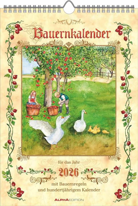 Immagine prodotto Alpha Edition Bauernkalender 2026 - Bildkalender 23,7x34 cm - mit Wetterprognosen, Bauernregeln und liebevollen (Tedesco)