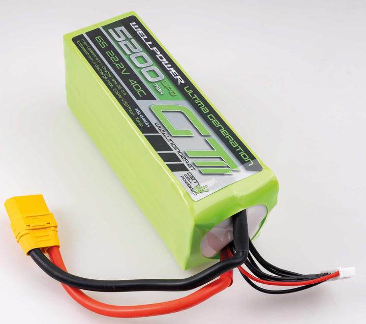 Produktbild Wellpower LIPO AKKU ULTIMA GT II 5200 MAH / 22,2 Volt 6S 40/80C CH5/8 115,44WH XT-90 (22.20 V, 5200 mAh)