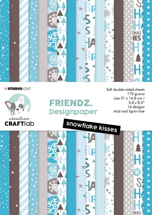 Image du produit art by marlene Papier à dessin "Snowflake kisses" Friendz (170 g/m², 24 x)