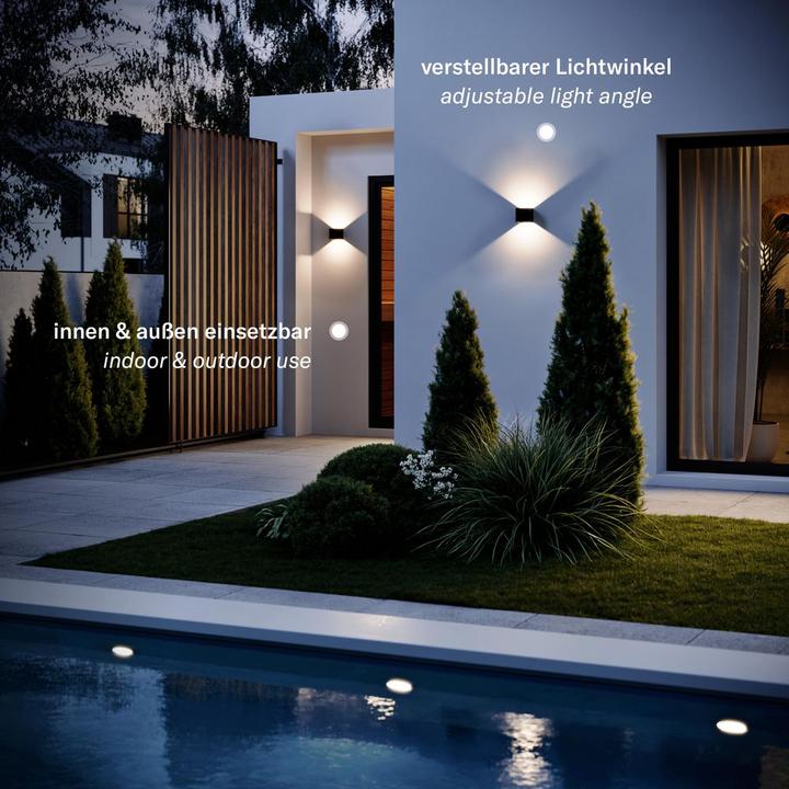 Immagine prodotto s.luce Ixa LED lampada da parete ad angolo regolabile per interni ed esterni IP44 (460 lm)