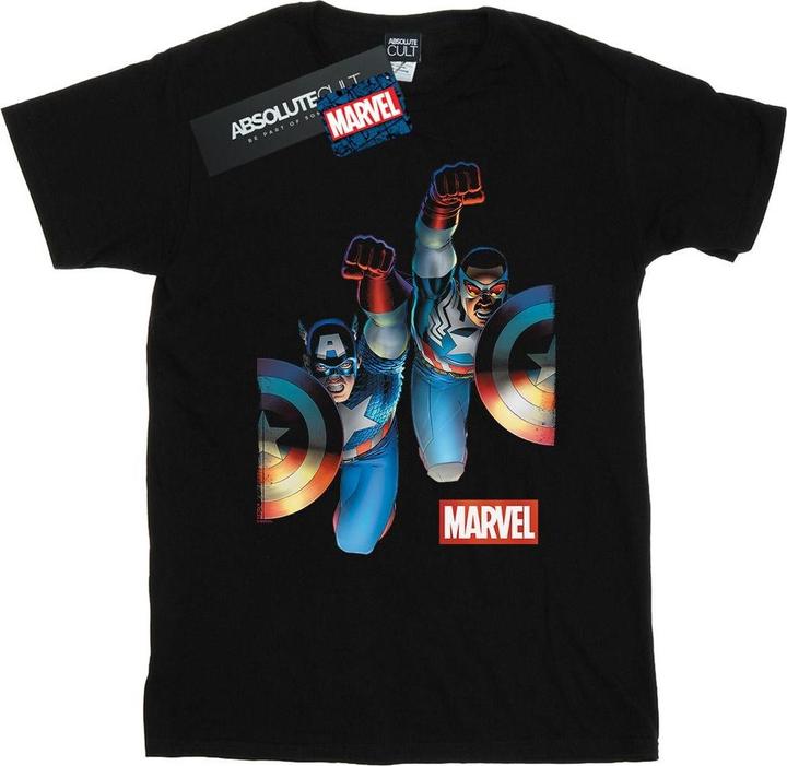 Actual product image Mens Falcon And Captain America Side By Side T-Shirt (XXL)