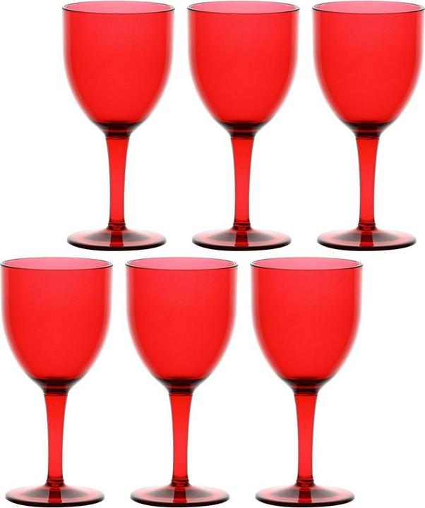 Rose Tulipani ROSE&TULIPANI FIABA Set of 6 Acrylic Wine Glasses 400 ml Red (40 cl, 6 Glasses, Wine glasses set)