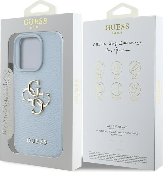 Produktbild Guess Hardcase PU Grained Big 4G and Classic Logo Case for iPhone 16 Pro 6,3" Blue (Apple iPhone 16 Pro)