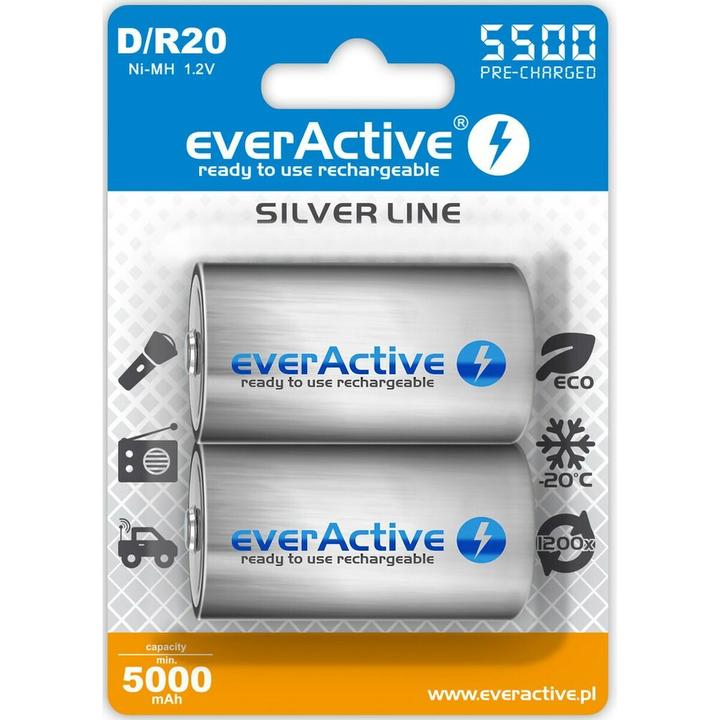 Actual product image Everactive Rechargeable batteries R20/D Ni-MH 5500 mAh ready to use - Battery - Mono (D) (2 pcs., D, 5500 mAh)
