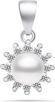 Brilio Silver - Charming pearl pendant with zircons PT88W