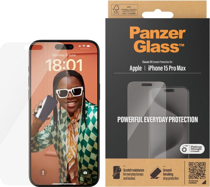 Produktbild PanzerGlass Screen Protector Classic Fit (1 Stück, Apple iPhone 15 Pro Max)