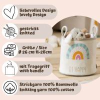 Actual product image Howa Be happy" storage basket with rainbow, beige, cotton, knitted, Ø 26cm 8906