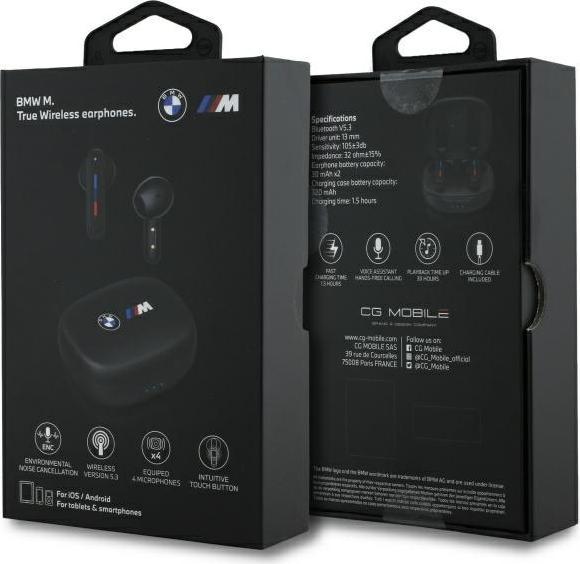 Image du produit BMW Oreillettes Bluetooth BMBEMIATP20LOK TWS + station d'accueil noir/noir Logos imprimés