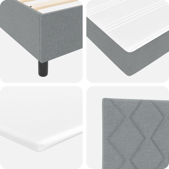Produktbild VidaXL LED Boxspringbett mit Matratze Hellgrau 160x200 cm Stoff (160 x 200 cm, Federkern)