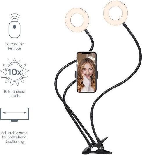 Actual product image Cygnett V-Dual Classic 2-in-1 Dual Ring Light with Phone Holder