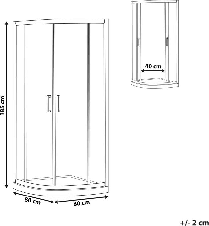 Produktbild Beliani Duschabtrennung aus Temperglas 80 x 80 x 185 cm silber JUKATAN (80 cm, 80 cm, 185 cm)