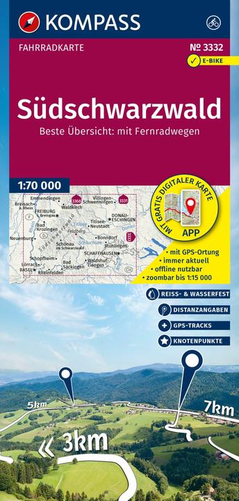 Produktbild Fahrradkarte 3332 Südschwarzwald mit Knotenpunkten 1:70.000