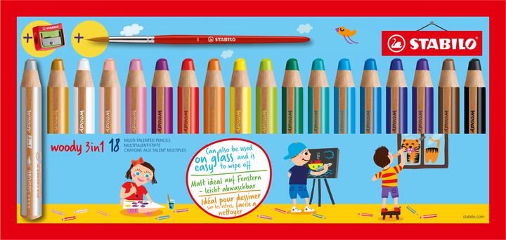 Produktbild STABILO woody 3 in 1 (Mehrfarbig, 18 x)
