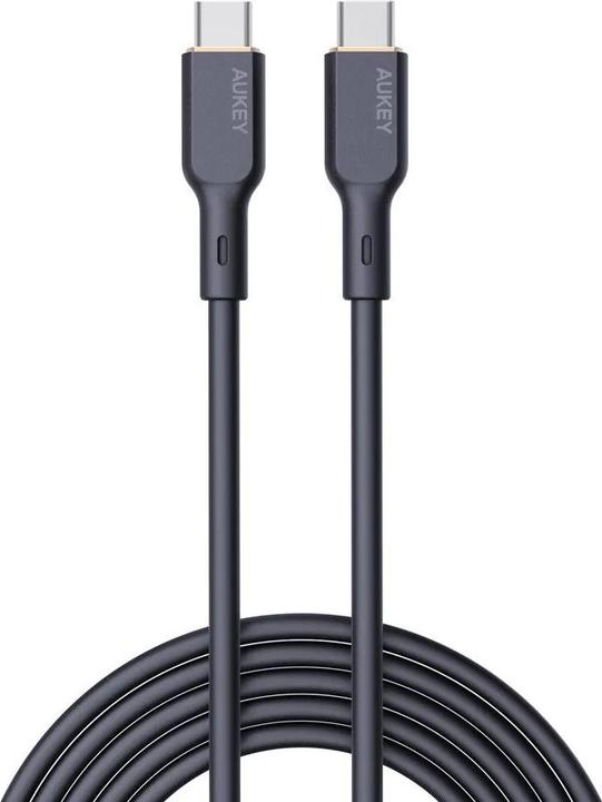 Actual product image Aukey USB-C Cable in Silicone, 100W, 1m - Black (1 m, USB 3.2 Gen 1, 100 W)