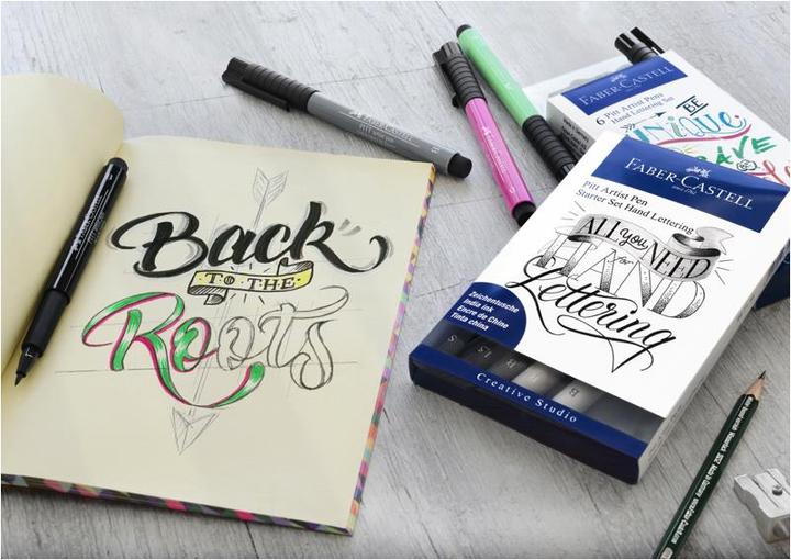 Produktbild Faber-Castell Pitt ArtistPen Handlettering (Gelb, Grün, Blau, Pink, Schwarz, Türkis, 6 x)