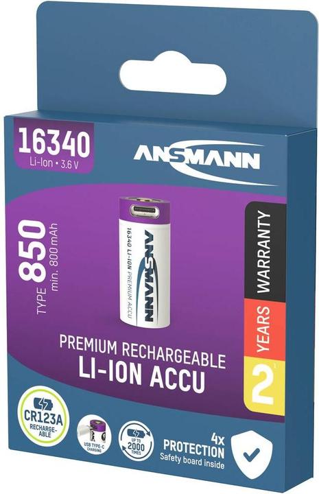 Produktbild Ansmann 16340 Li-Ion Akku (1 Stk., 16340, 850 mAh)