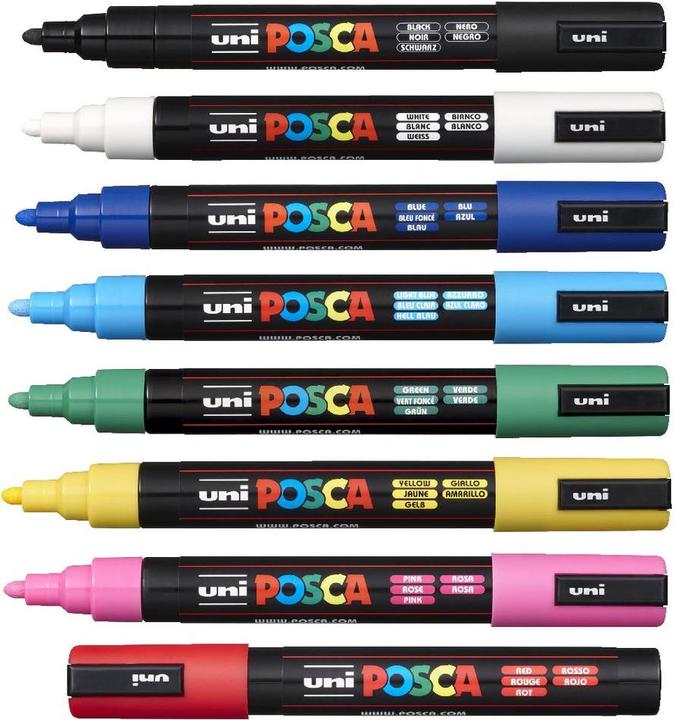 Actual product image Posca Marker PC-5M round tip (Basic colours, 2.50 mm, 8 x)