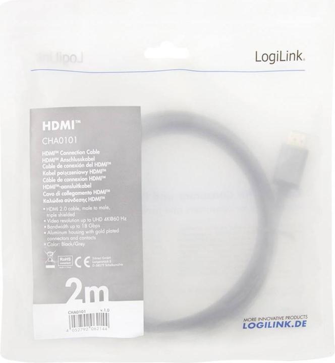 Actual product image LogiLink Highspeed HDMI cable with Ethernet (2 m, HDMI)