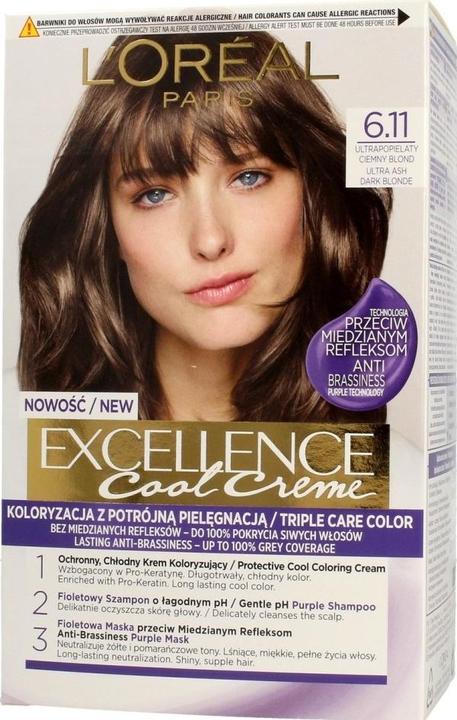 L'Oréal Paris L'Oreal Professionnel Loreal Excellence Cool Creme Color cream 6.11 Ultra Ashen Dark Blond 1op. (6.11 Ultra Asch Dunkelblond)