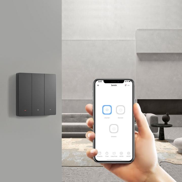 Actual product image Sonoff Smart 3-Channel Wi-Fi Wall Switch Black (M5-3C-80)