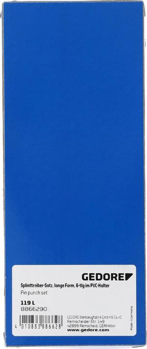 Immagine prodotto Gedore 119 L Set di punzoni per spine, forma lunga, 6 pezzi con supporto in PVC