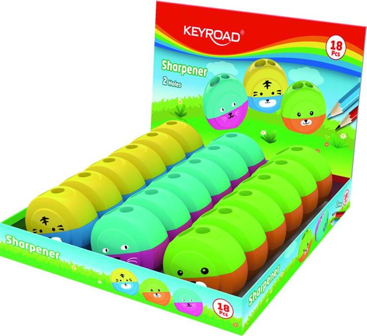 Image du produit Keyroad Taille-crayon Speedy snail, plastique, double, présentoir, mélange de couleurs