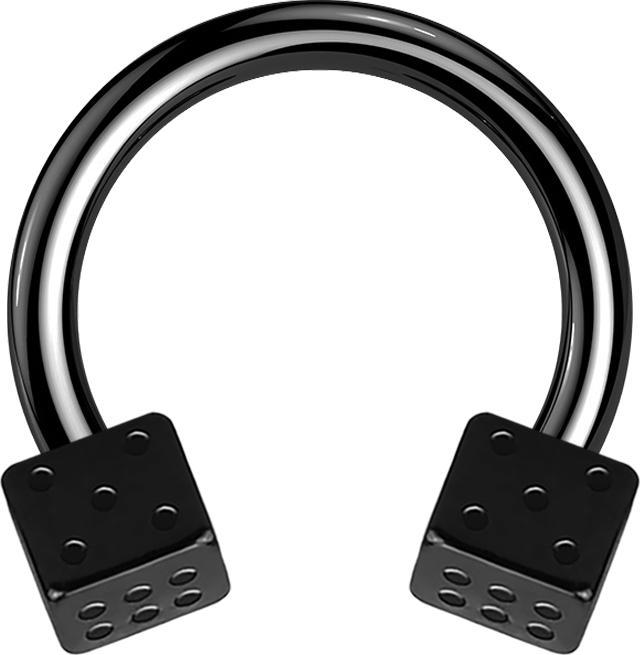 Produktbild Star Piercing Circular Barbell schwarz mit zwei Würfel (ohne Messing, Chirurgenstahl 316L)