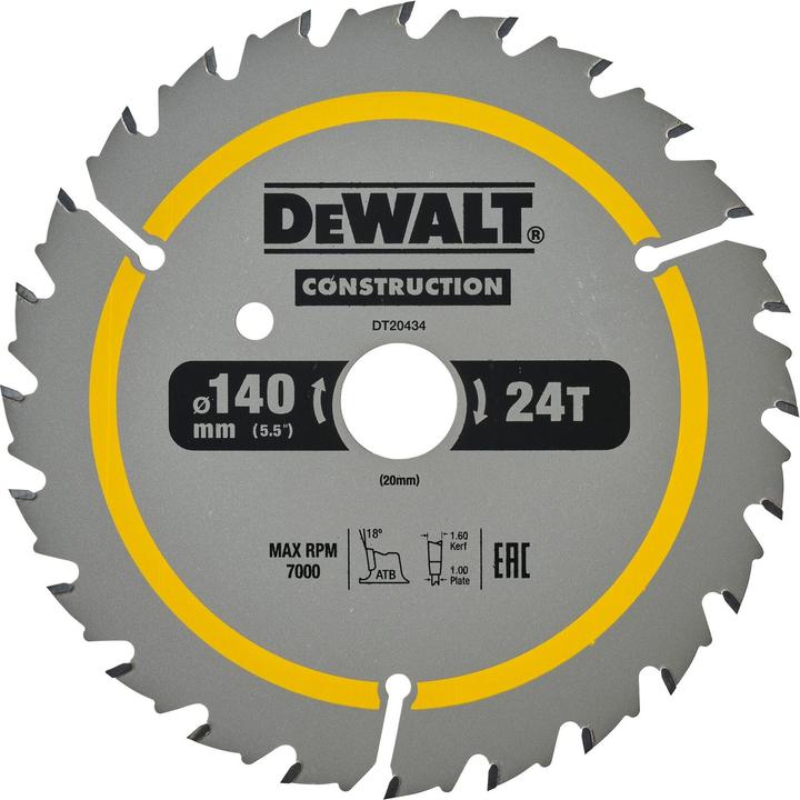 Actual product image DeWalt Dewa circular blade 140/20mm 24Z DT20434QZ