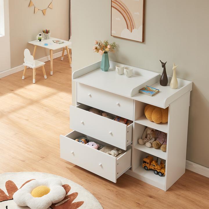 Immagine prodotto En.Casa Wickelkommode Beldinupp mit Wickelauflage 93x110x55 cm Weiss