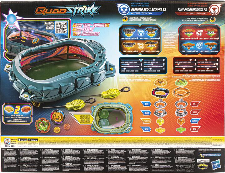 Productafbeelding Hasbro Beyblade Burst QuadStrike Light Ignite Beyblade Stadion Strijdset (Duits, Frans, Italiaans, Engels, Nederlands, Zweeds, Noors, Pools)