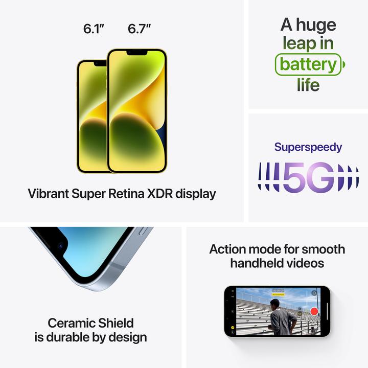 Produktbild Apple iPhone 14 (256 GB, Midnight, 6.10", SIM + eSIM, 12 Mpx, 5G)