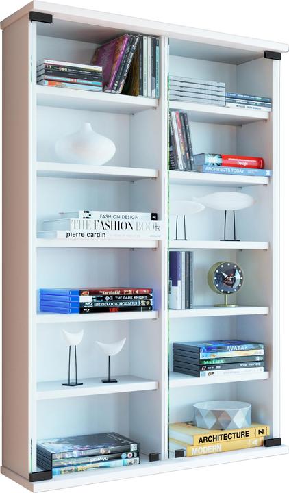 Image du produit VCM Étagère murale CD DVD en bois Zuntisa avec porte vitrée (60 x 18 x 92 cm)