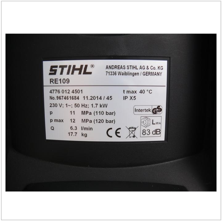 Image du produit Stihl RE 109 Nettoyeur haute pression 110 bars ( 4776 012 4511 ) (Fonctionnement sur secteur)