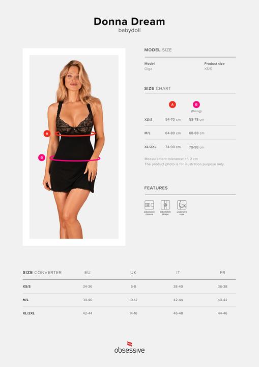Produktbild Obsessive Donna Dream Babydoll Xs/S (S)