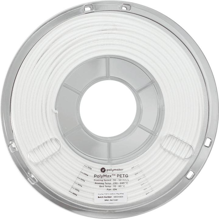Immagine prodotto Polymaker PB02004 PolyMAX Tough Filament PETG alta rigidità, resistente al calore (PETG, 2.85 mm, 750 g, Bianco)