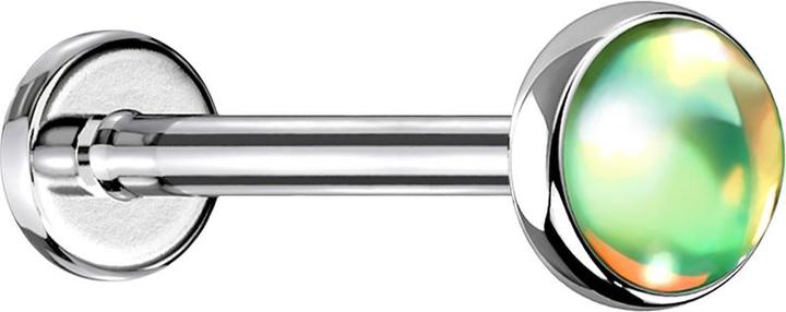 Produktbild Star Piercing Micro Labret silber mit Scheibe irisierend grün (ohne Messing, Chirurgenstahl 316L)