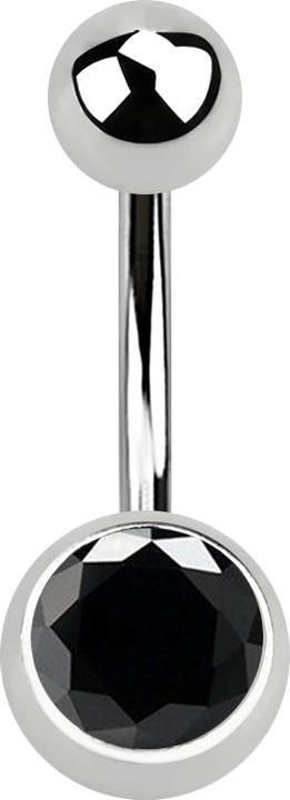 Immagine prodotto Star Piercing Banana argento con sfera e cristallo nero (senza ottone, Acciaio chirurgico 316L)