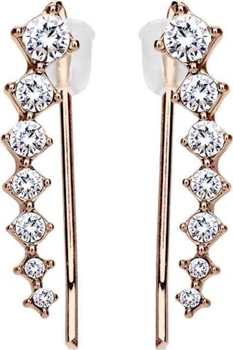 Produktbild Star Piercing Ohrring Ear Climber rosegold mit quadraten und Kristall silber