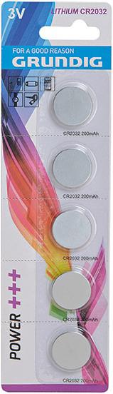 Produktbild Grundig Batterie Knopfzelle CR2032 3V Lithium 5 Stück (5 Stk., CR2032, 200 mAh)