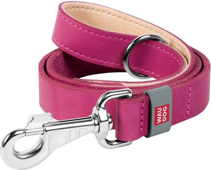 Actual product image Waudog natural leather dog leash 20 mm wide, 122 cm long pink (Dog, Dog sport)