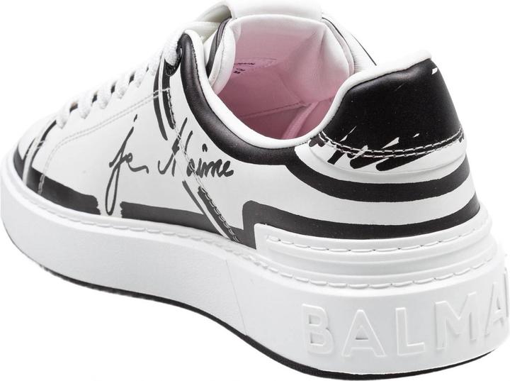 Produktbild Balmain b-court calf leather sneakers color black and white (37)