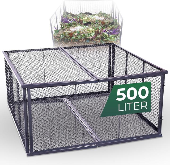 Novatool GartenKomposter Metall 100x100x50 cm + Deckel und Boden, mit