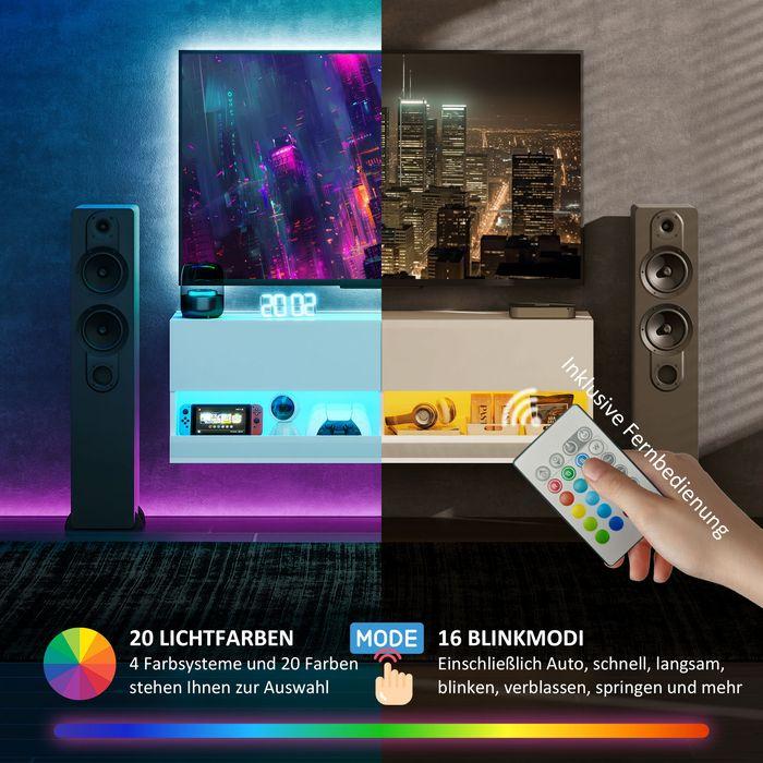 Immagine prodotto Swisshandel24 TV-Hängeschrank mit LED-Beleuchtung, TV-Schrank 120 x 35 x 40,5 cm Hochglanzweiss