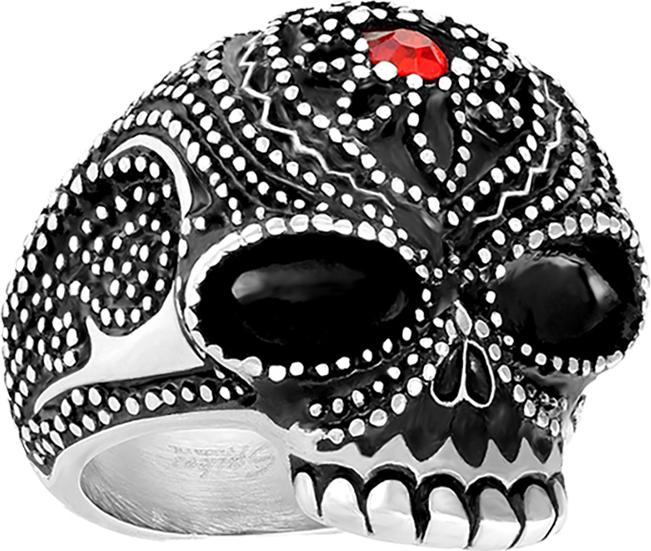 Produktbild Star Piercing Ring silber Perlenschädel mir Kristall (69, 900 Platin)
